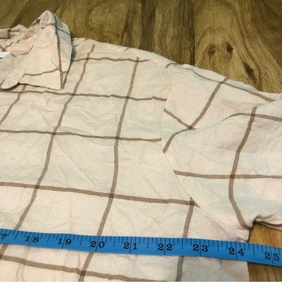 J. Jill Tan Brown Check Button Up Collared Long Sleeve Shirt Womens Size XL - Picture 7 of 8